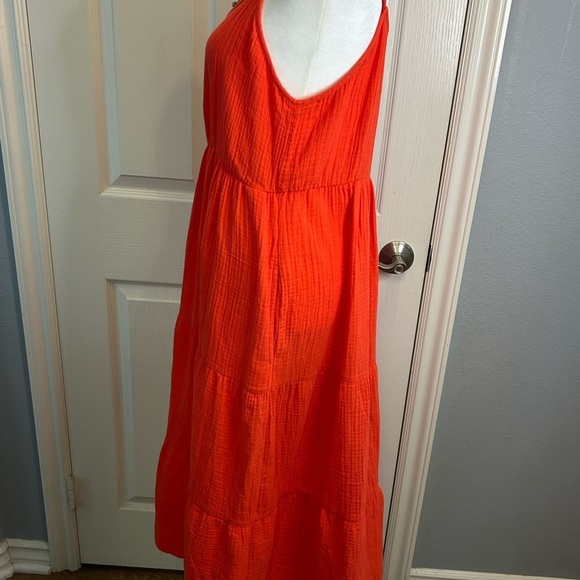 🧡”Chelsea & Theodore” NWT Vibrant Orange Spaghetti Strap Tiered Maxi Dress Sz M🧡 - Picture 7 of 16